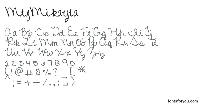 A fonte MtfMikayla – alfabeto, números, caracteres especiais