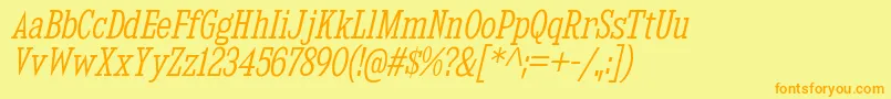 KingsbridgeCdLtIt Font – Orange Fonts on Yellow Background