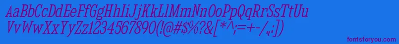 Подробнее о шрифте KingsbridgeCdLtIt Шрифт KingsbridgeCdLtIt – фиолетовые шрифты на синем фоне