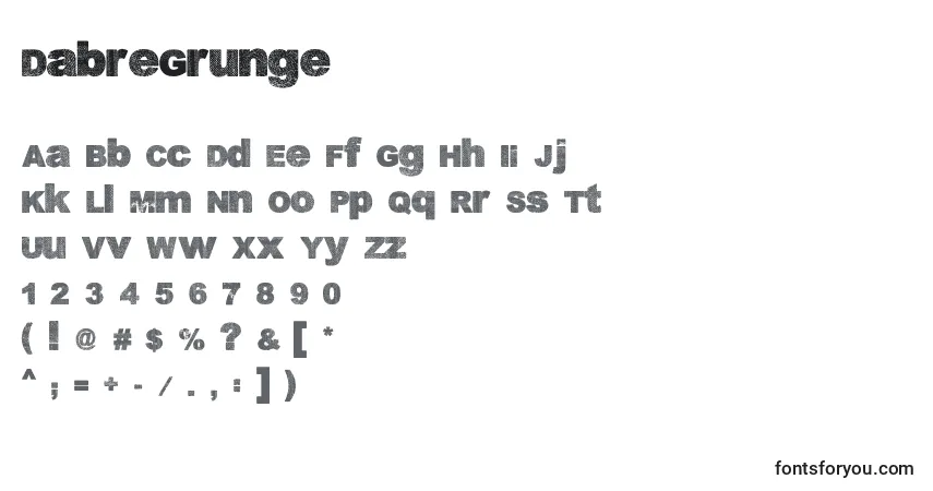 Schriftart DabreGrunge – Alphabet, Zahlen, spezielle Symbole