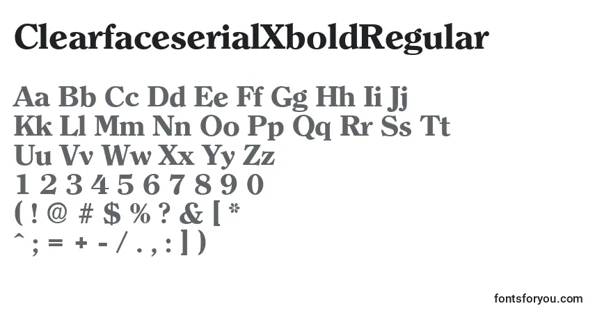 Schriftart ClearfaceserialXboldRegular – Alphabet, Zahlen, spezielle Symbole
