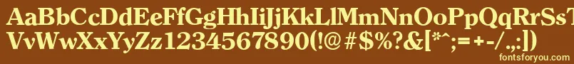 ClearfaceserialXboldRegular-fontti – keltaiset fontit ruskealla taustalla