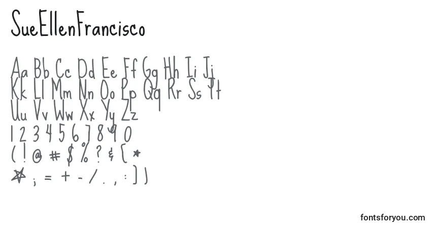 Schriftart SueEllenFrancisco – Alphabet, Zahlen, spezielle Symbole