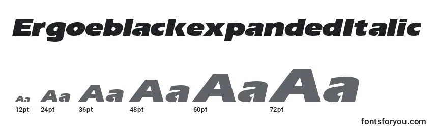 Размеры шрифта ErgoeblackexpandedItalic