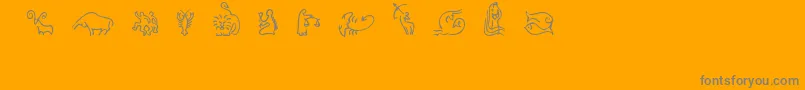 SlZodiacIcons-Schriftart – Graue Schriften auf orangefarbenem Hintergrund