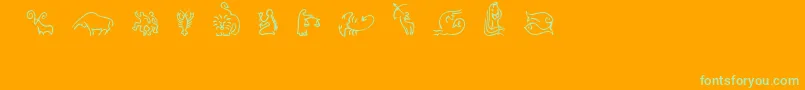 SlZodiacIcons-Schriftart – Grüne Schriften auf orangefarbenem Hintergrund