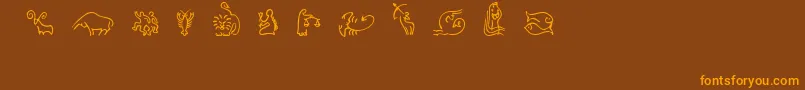 SlZodiacIcons Font – Orange Fonts on Brown Background