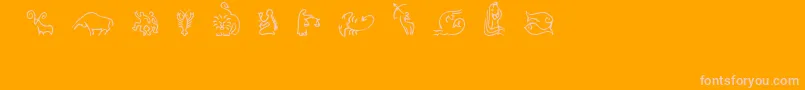 SlZodiacIcons-Schriftart – Rosa Schriften auf orangefarbenem Hintergrund