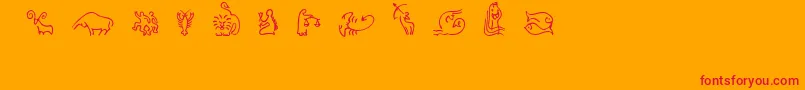 SlZodiacIcons-Schriftart – Rote Schriften auf orangefarbenem Hintergrund