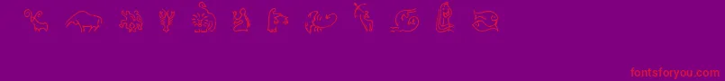 SlZodiacIcons Font – Red Fonts on Purple Background