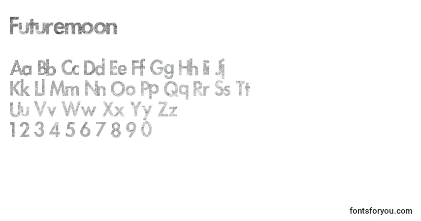 Schriftart Futuremoon – Alphabet, Zahlen, spezielle Symbole