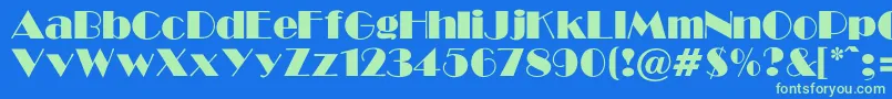 GabroadwayNormalRegular Font – Green Fonts on Blue Background