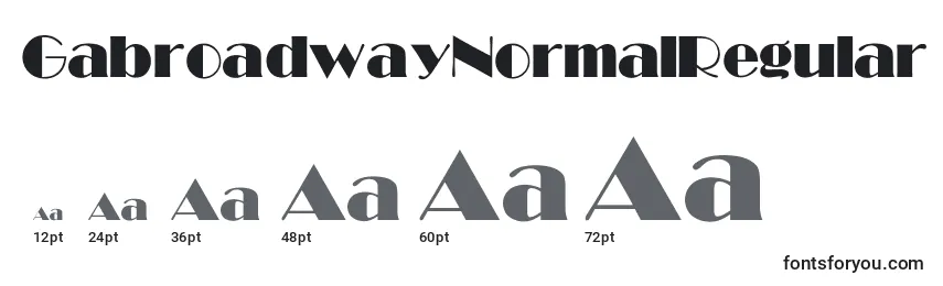 Размеры шрифта GabroadwayNormalRegular