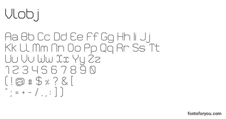 Czcionka Vlobj – alfabet, cyfry, specjalne znaki