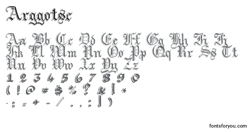 characters of arggotsc font, letter of arggotsc font, alphabet of  arggotsc font