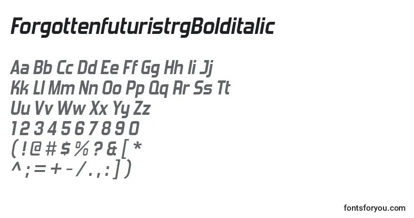characters of forgottenfuturistrgbolditalic font, letter of forgottenfuturistrgbolditalic font, alphabet of  forgottenfuturistrgbolditalic font