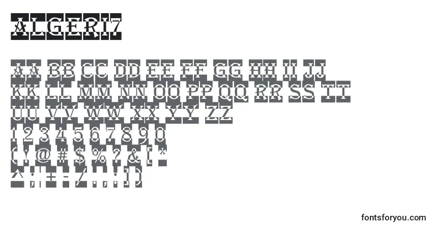 Czcionka Algeri7 – alfabet, cyfry, specjalne znaki