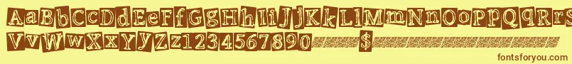 フォントPunkevent – 茶色の文字が黄色の背景にあります。