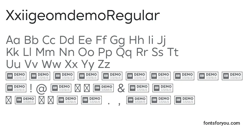 Czcionka XxiigeomdemoRegular – alfabet, cyfry, specjalne znaki