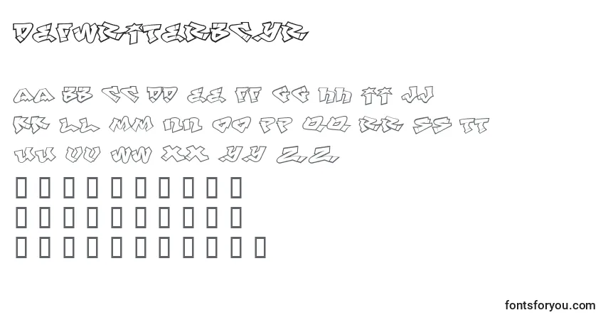 A fonte Defwriterbcyr – alfabeto, números, caracteres especiais