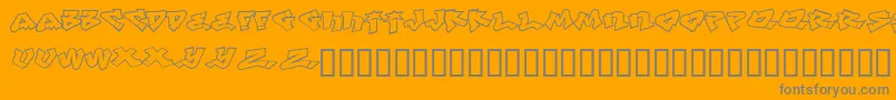 Defwriterbcyr-Schriftart – Graue Schriften auf orangefarbenem Hintergrund