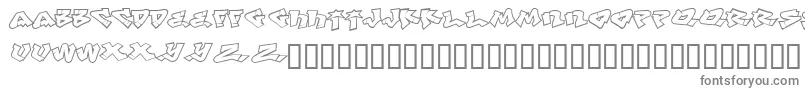 Defwriterbcyr-fontti – harmaat kirjasimet valkoisella taustalla