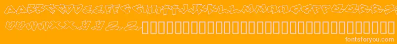 Więcej informacji o czcionce Defwriterbcyr Czcionka Defwriterbcyr – różowe czcionki na pomarańczowym tle