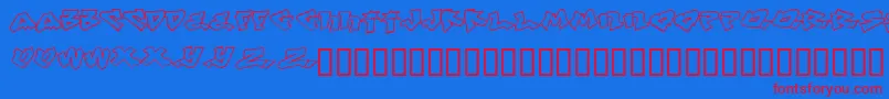 Defwriterbcyr Font – Red Fonts on Blue Background