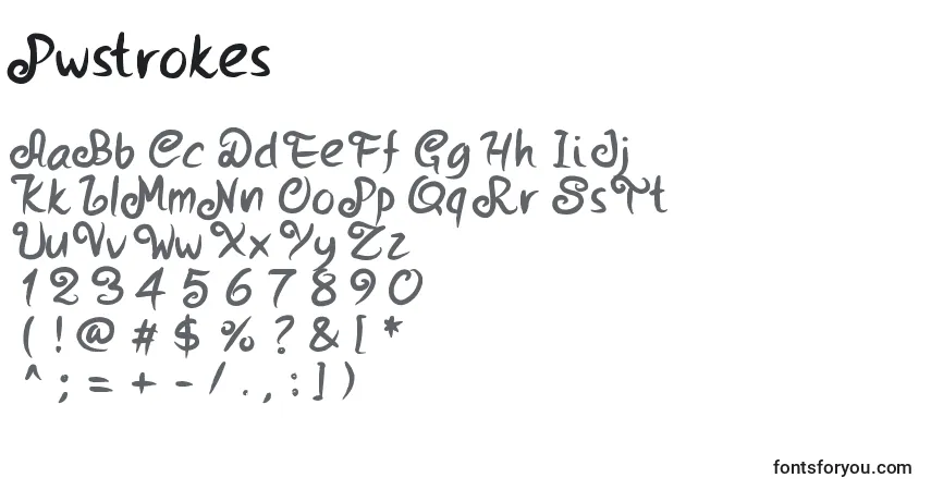 Fuente Pwstrokes - alfabeto, números, caracteres especiales