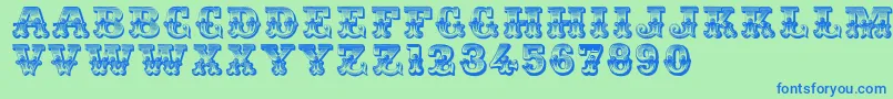 Romantiques Font – Blue Fonts on Green Background
