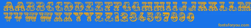 Romantiques Font – Orange Fonts on Blue Background