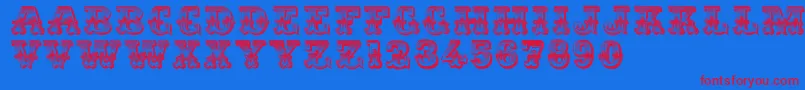 Romantiques-Schriftart – Rote Schriften auf blauem Hintergrund