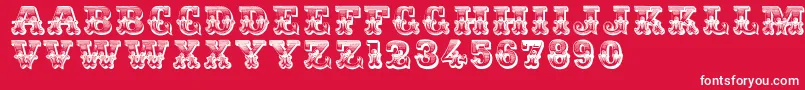 Romantiques-Schriftart – Weiße Schriften auf rotem Hintergrund