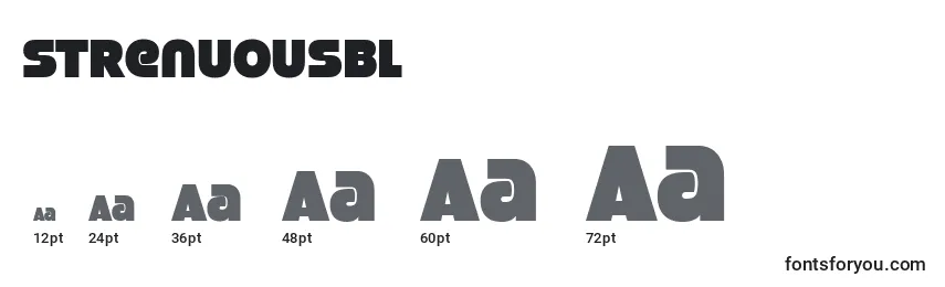Размеры шрифта StrenuousBl