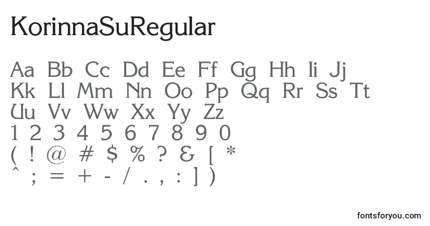 Czcionka KorinnaSuRegular – alfabet, cyfry, specjalne znaki