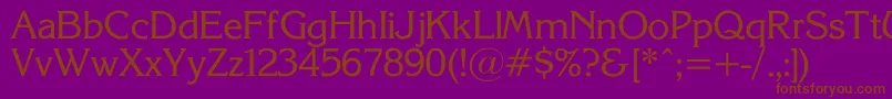 KorinnaSuRegular-Schriftart – Braune Schriften auf violettem Hintergrund