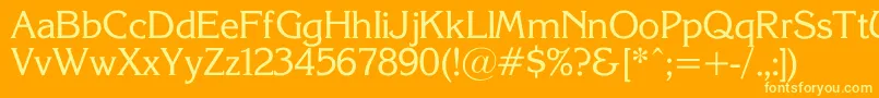 KorinnaSuRegular-Schriftart – Gelbe Schriften auf orangefarbenem Hintergrund