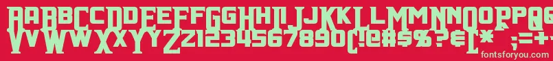 フォントIndianaBold – 赤い背景に緑の文字