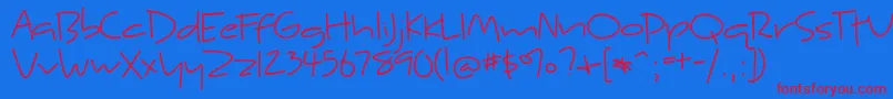 BmdKyneMorgan-Schriftart – Rote Schriften auf blauem Hintergrund