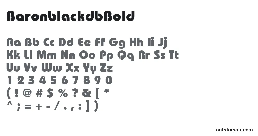 Czcionka BaronblackdbBold – alfabet, cyfry, specjalne znaki