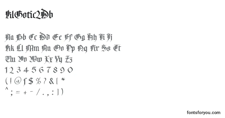 Schriftart KlGotic2Db – Alphabet, Zahlen, spezielle Symbole