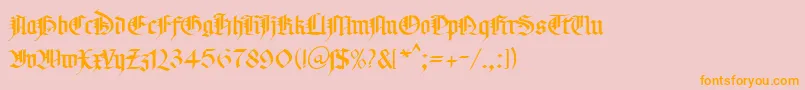 KlGotic2Db-Schriftart – Orangefarbene Schriften auf rosa Hintergrund