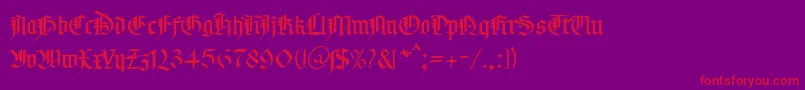 KlGotic2Db-Schriftart – Rote Schriften auf violettem Hintergrund