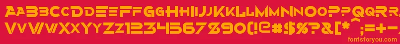 AlternityBold-Schriftart – Orangefarbene Schriften auf rotem Hintergrund