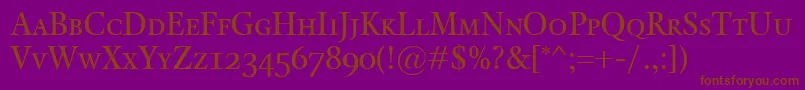 KalixSmallcaps-Schriftart – Braune Schriften auf violettem Hintergrund