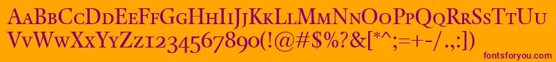 KalixSmallcaps-fontti – violetit fontit oranssilla taustalla