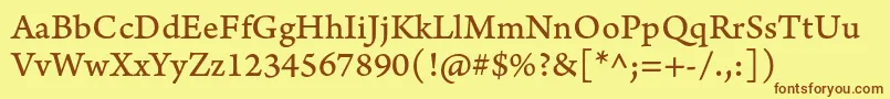 ArnoproCaption Font – Brown Fonts on Yellow Background