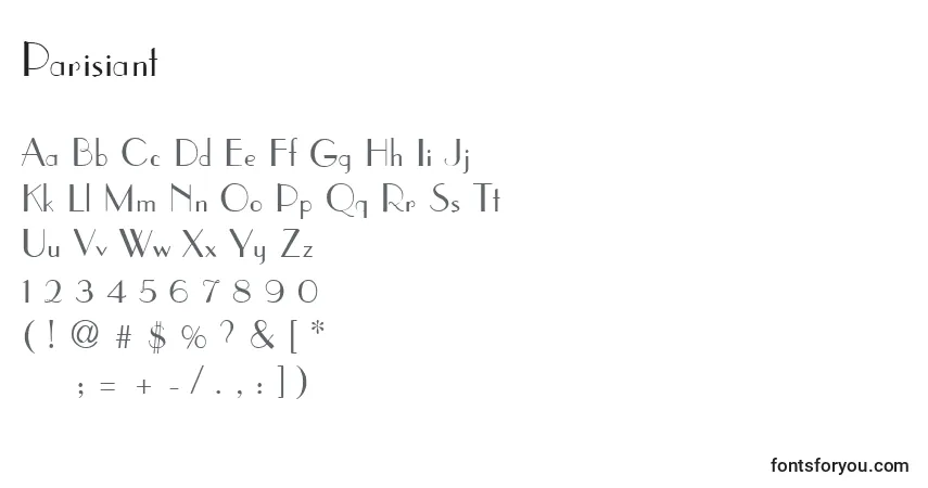 Schriftart Parisiant – Alphabet, Zahlen, spezielle Symbole