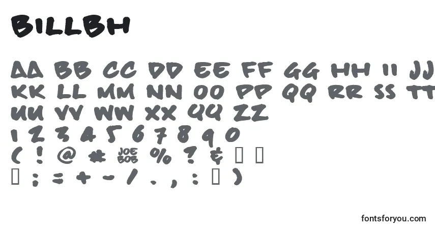 Schriftart Billbh – Alphabet, Zahlen, spezielle Symbole