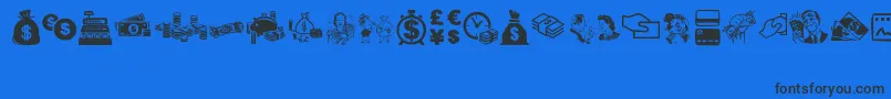 MoneyMoneyMoney-Schriftart – Schwarze Schriften auf blauem Hintergrund